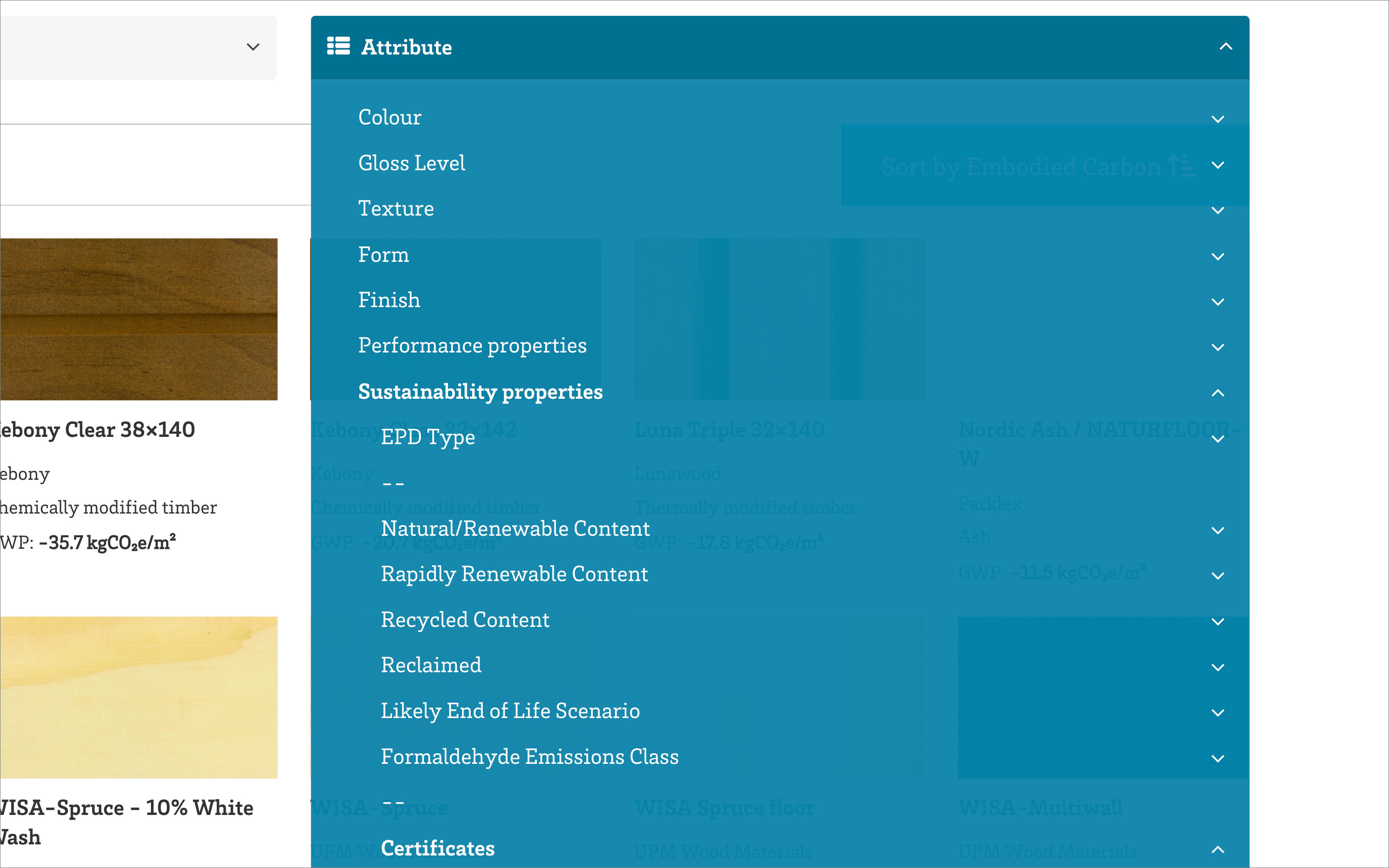 MLS Sustainability Filters